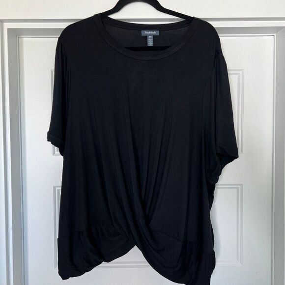 ModCloth A Twist of Fun Knit Soft Breezy Lightweight Black Top, 3X - Picture 2 of 6